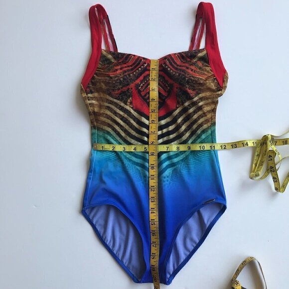 SUNFLAIR Bathing Suit & Dress/Skirt/Cover Up, 2 pces red blue gold brown 8/10 D - Picture 8 of 16